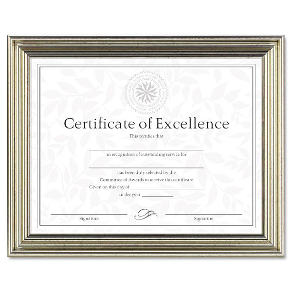 DAXN1818N2T DAX Antique Colored Document Frame w/Certificate, Plastic, 8 1/2 x 11, Silver