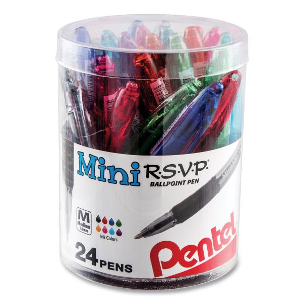 Pentel R.S.V.P. Mini Stick Ballpoint Pen, Medium 1mm, Assorted Ink