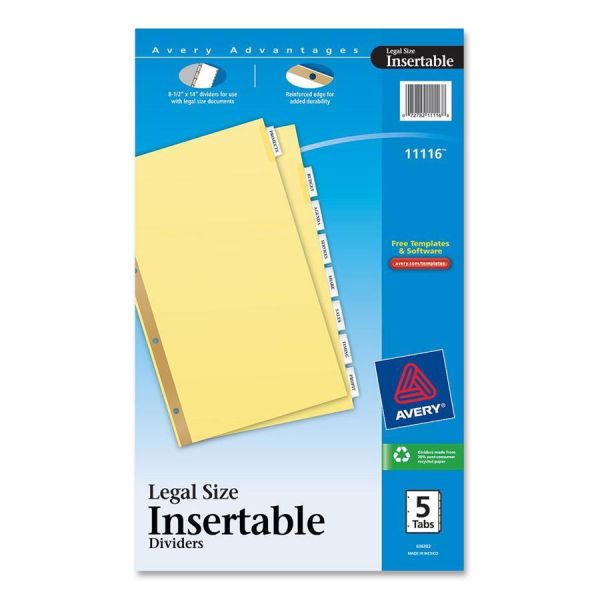 AVE11116 Avery Insertable Standard Tab Dividers, 8-Tab, Clear Tab, Legal, 1 Set