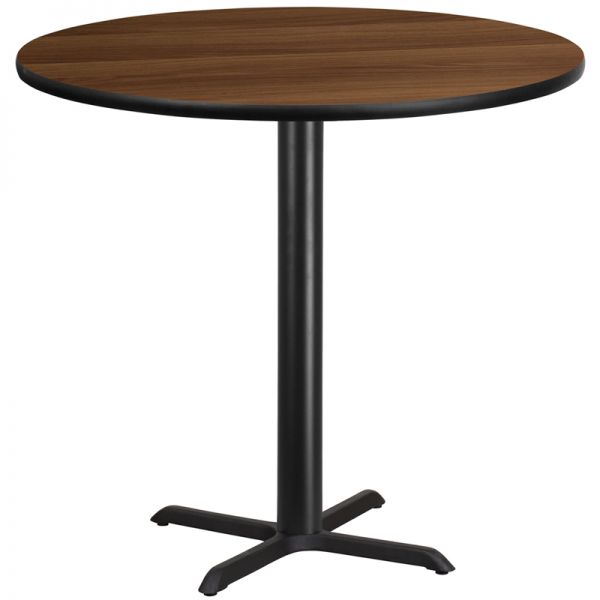 FHFXURD42WALTBT3333BGG Flash Furniture 42'' Round Walnut Laminate Table Top with 33'' x 33'' Bar Height Table Base