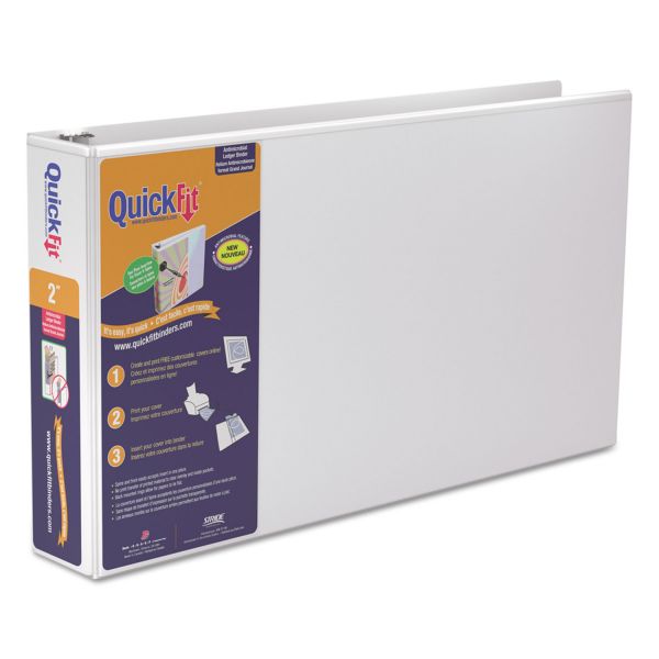 STW94030 Stride QuickFit Ledger 3-Ring View Binder, 2" Capacity, D-Ring, White