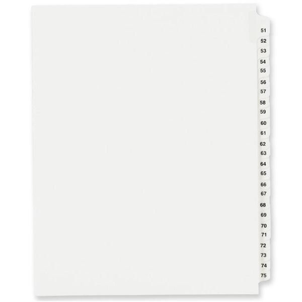 AVE01332 Avery-Style Legal Exhibit Side Tab Divider, Title: 51-75, Letter, White