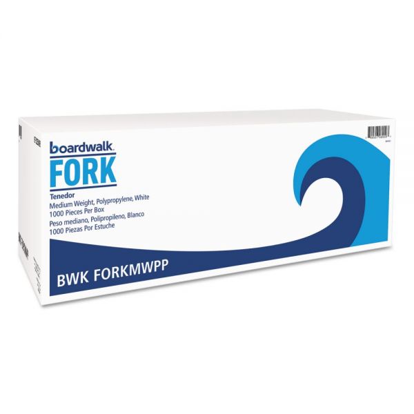 BWKFORKMWPP Boardwalk Mediumweight Polypropylene Cutlery, Fork, White, 1000/Carton