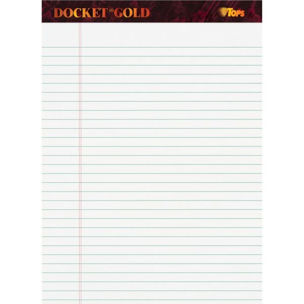 TOP63960 TOPS Docket Ruled Perforated Pads, Legal/Wide, 8 1/2 x 11 3/4, White, 50 Sheets, DZ