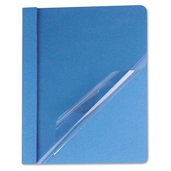 UNV57121 Universal Clear Front Report Cover, Tang Fasteners, Letter Size, Light Blue, 25/Box