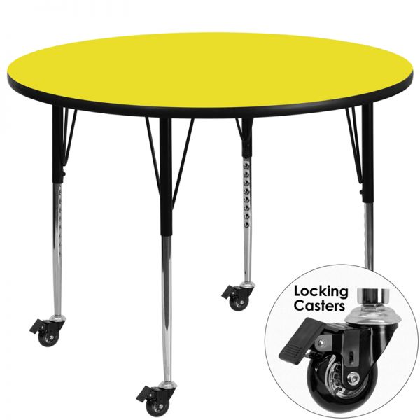 FHFXUA48RNDYELHACASGG Flash Furniture Mobile Height Adjustable Round Activity Table