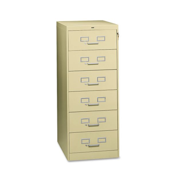 TNNCF669PY Tennsco Six-Drawer Multimedia Cabinet for 6 x 9 Cards, 21-1/4w x 52h, Putty