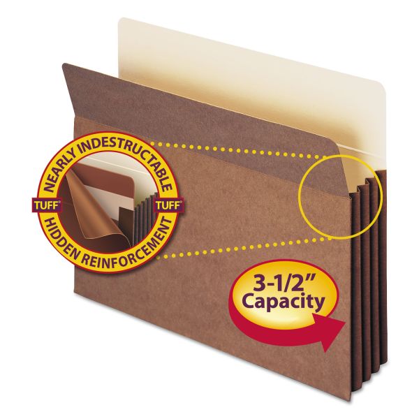 SMD73380 Smead 3 1/2" Exp Pocket w/Tyvek, Straight, Letter, Manila/Redrope, 10/Box