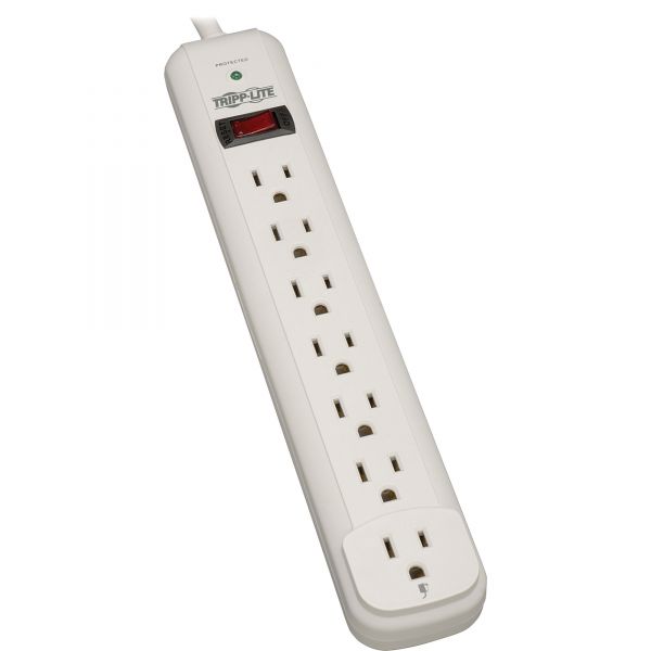 TRPTLP712 Tripp Lite TLP712 Surge Suppressor, 7 Outlets, 12 ft Cord, 1080 Joules, Light Gray