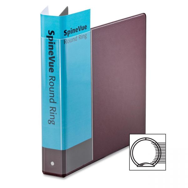 CRD16758 Cardinal Spine Vue Locking Round Ring Binder, 1 1/2" Cap, 11 x 8 1/2, Maroon