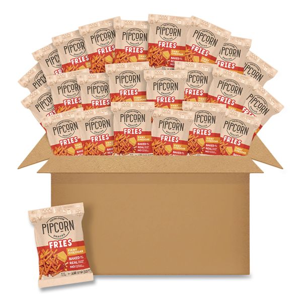 Pip's Heirloom Snacks Pipcorn Fries, Fiery Cheddar, 1 oz Bag, 24/Carton ...