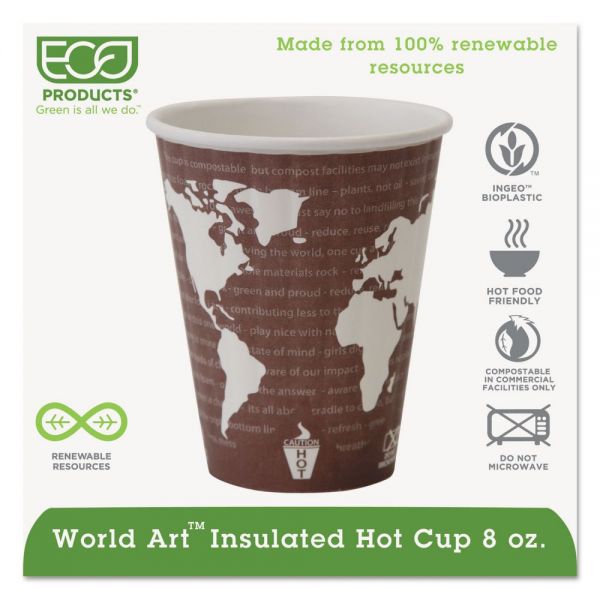 ECOEPBNHC8WD Eco-Products World Art Renewable & Compostable Insulated Hot Cups -8oz., 40/PK, 20 PK/CT