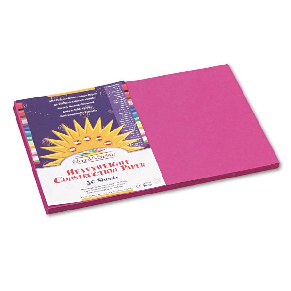 PAC6407 SunWorks Construction Paper, 58 lbs., 12 x 18, Magenta, 50 Sheets/Pack