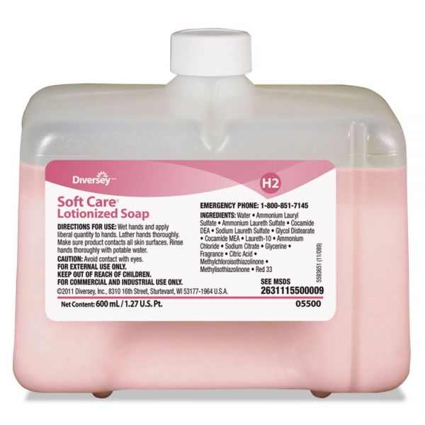 DVO05500 Diversey Soft Care Lotionized Hand Soap, 600 mL Cartridge, Floral Scent, 12/Carton