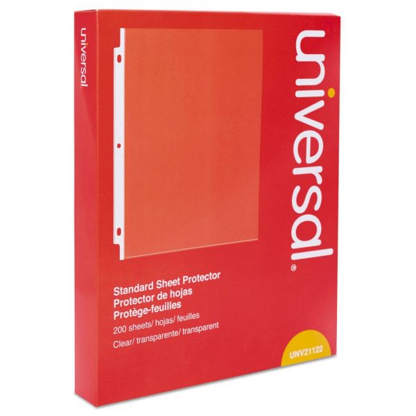 UNV21122 Universal Top Loading Sheet Protector, Letter, Standard Gauge, Clear, 200/Box