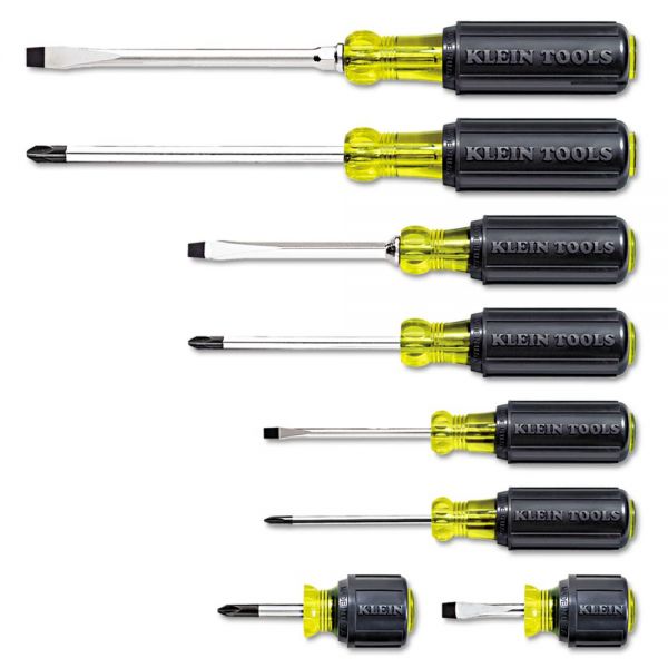 KLN85078 Klein Tools 8-Piece Cushion-Grip Screwdriver Set, Cabinet/Keystone/Phillips