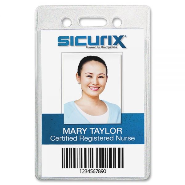 BAU67825 Baumgartens Vinyl Punched Vertical ID Badge Holders