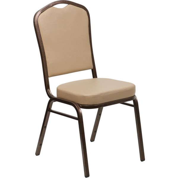 FHFFDC01COPPERTNVYGG Flash Furniture HERCULES Series Crown Back Stacking Banquet Chair with Tan Vinyl and 2.5'' Thick Seat - Copper Vein Frame