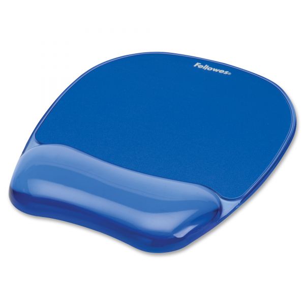 FEL91141 Fellowes Gel Crystals Mouse Pad w/Wrist Rest, Rubber Back, 8 x 9-/4, Blue