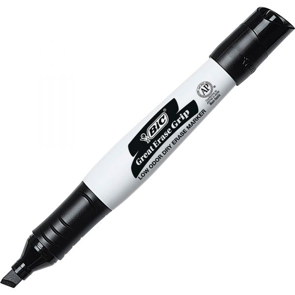 BICGDEM11BK BIC Great Erase Grip Chisel Tip Dry Erase Marker, Black, Dozen