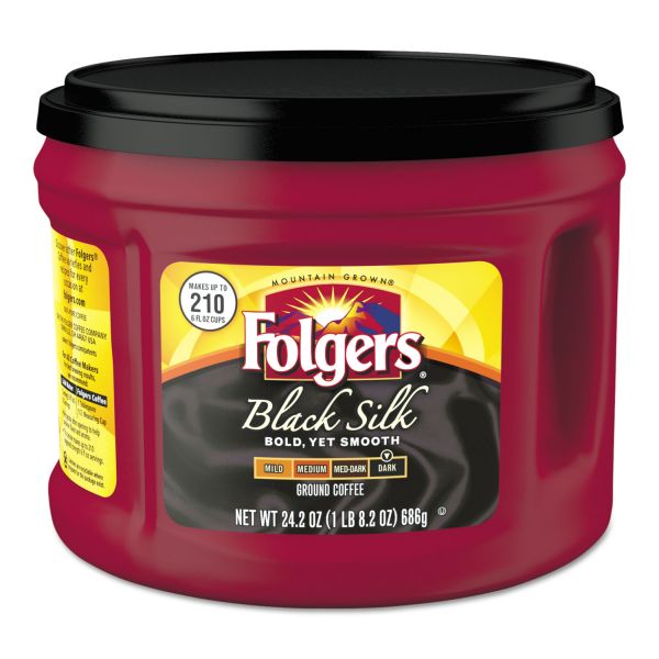 FOL20540 Folgers Coffee, Black Silk, 24.2 oz Canister