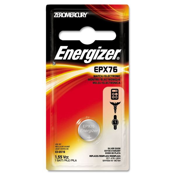 EVEEPX76BPZ Energizer Watch/Electronic Battery, SilvOx, EPX76, 1.5V, MercFree