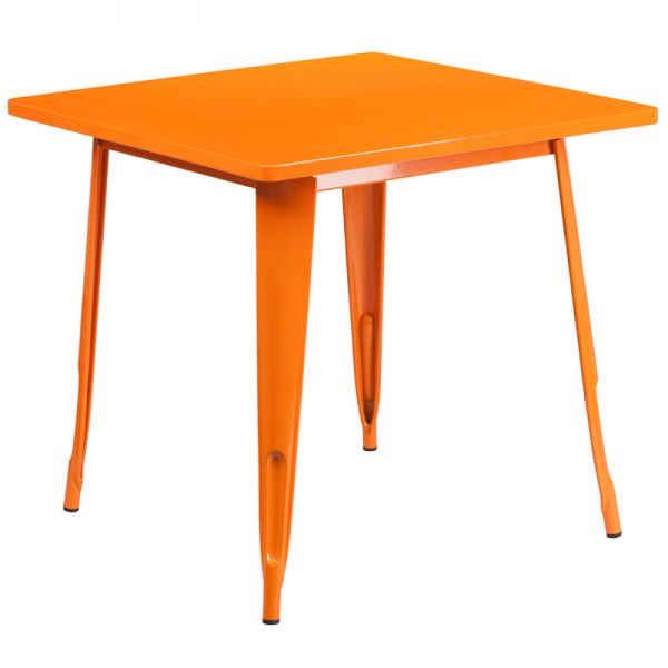 FHFETCT0021ORGG Flash Furniture 31.5'' Square Orange Metal Indoor-Outdoor Table