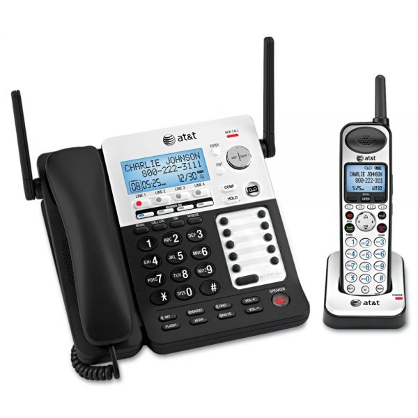 ATTSB67138 AT&T SB67138 DECT 6.0 Phone/Answering System, 4 Line, 1 Corded/1 Cordless Handset