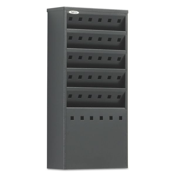 SAF4310BL Safco Steel Magazine Rack, Five Compartments, 10w x 4d x 20-1/2h, Black