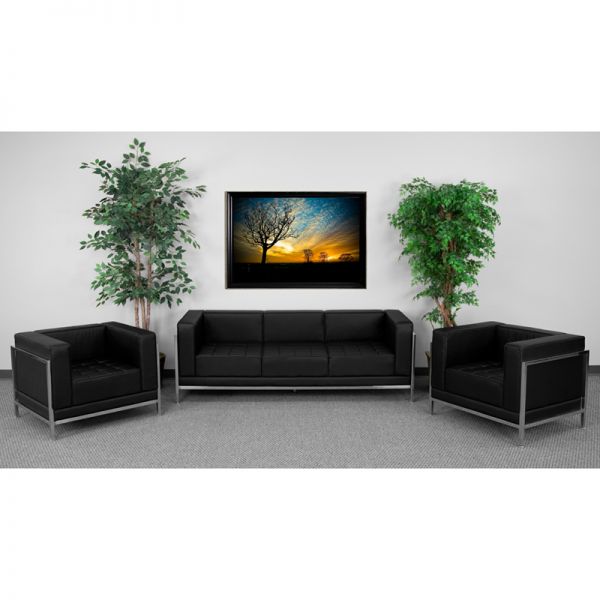 FHFZBIMAGSET3GG Flash Furniture HERCULES Imagination Series Black Leather Sofa & Chair Set