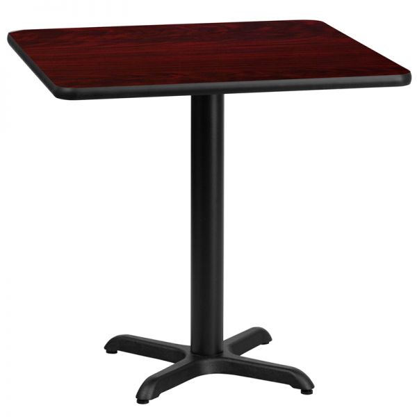 FHFXUMAHTB3030T2222GG Flash Furniture 30'' Square Mahogany Laminate Table Top with 22'' x 22'' Table Height Base