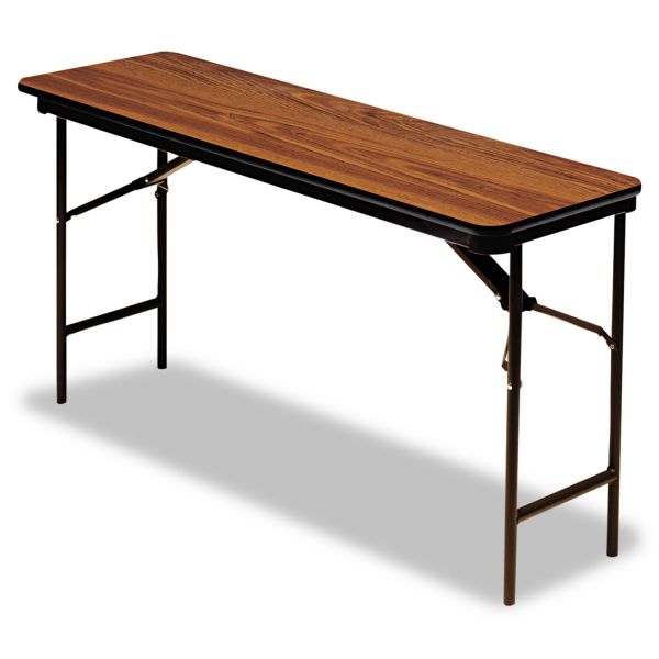 ICE55285 Iceberg Premium Wood Laminate Folding Table, Rectangular, 72w x 18d x 29h, Oak