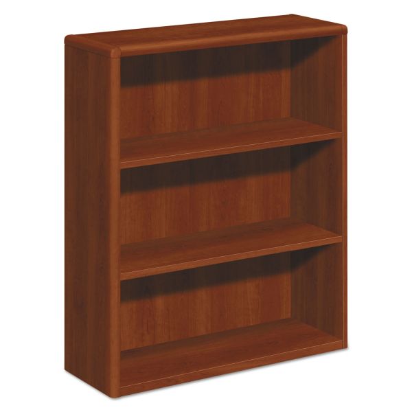 HON10753CO HON 10700 Series Wood Bookcase, Three Shelf, 36w x 13 1/8d x 43 3/8h, Cognac