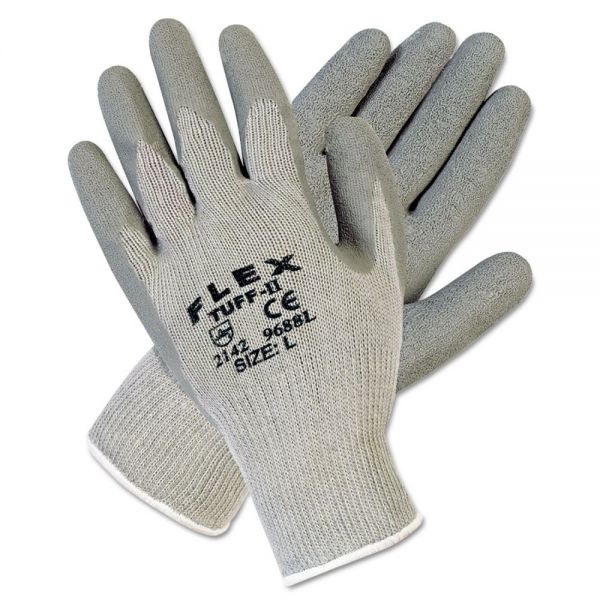 MPG9688L MCR Safety FlexTuff Latex Dipped Gloves, White/Blue, Large, 12 Pairs