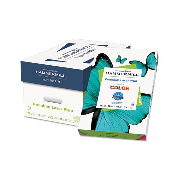 HAM104620 Hammermill Laser Print Office Paper, 98 Brightness, 24 lb, 11 x 17, White, 500 Sheets/Ream