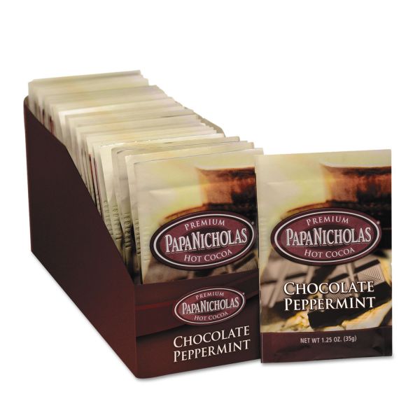 PCO79424 PapaNicholas Coffee Premium Hot Cocoa, Chocolate Peppermint, 24/Carton