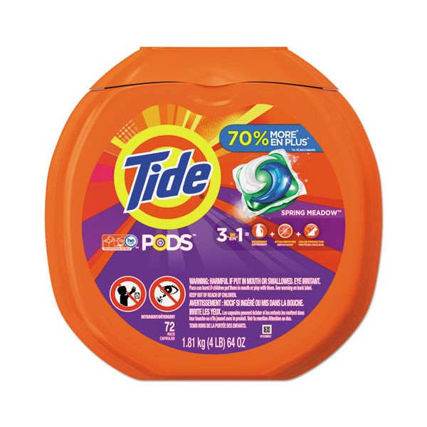 PGC50978CT Tide Detergent Pods, Spring Meadow Scent, 72 Pods/Pack, 4 Packs/Carton