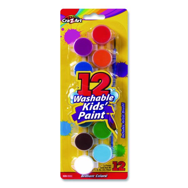 Cra-Z-Art Washable Kids' Paint Set, with Artist Brush, 12 Assorted