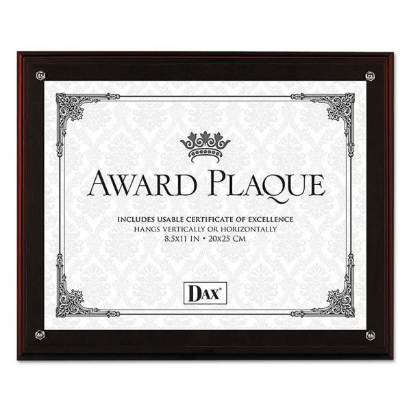DAXN15909NT DAX Award Plaque with Easel, 8 1/2 x 11, Mahogany Frame