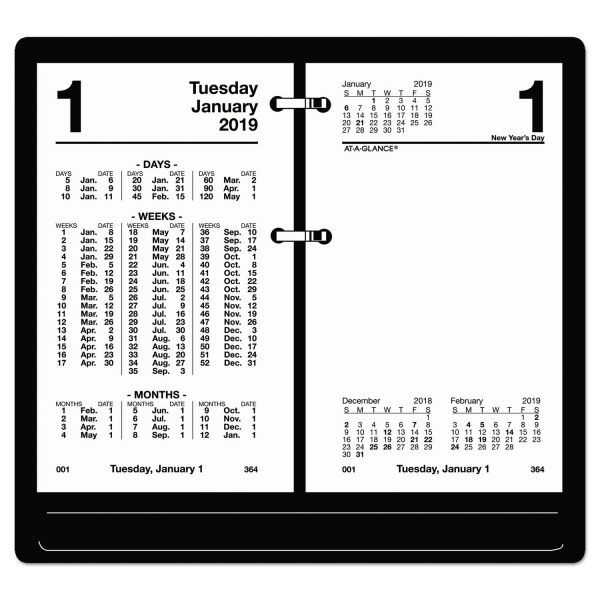AAGS17050 AT-A-GLANCE Financial Desk Calendar Refill, 3 1/2 x 6, White, 2019