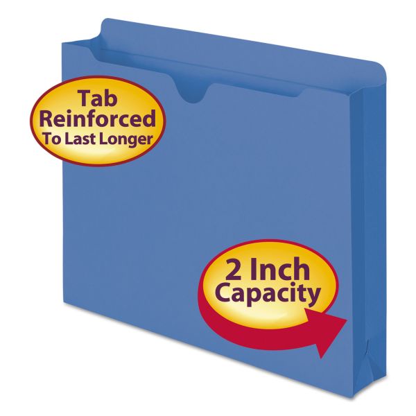 SMD75562 Smead Colored File Jackets with Reinforced Double-Ply Tab, Letter, 11 Pt, Blue, 50/Box