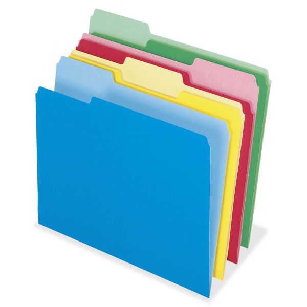 PFX48434 Pendaflex CutLess/WaterShed File Folders, 1/3 Cut Top Tab, Letter, Assorted, 100/Box