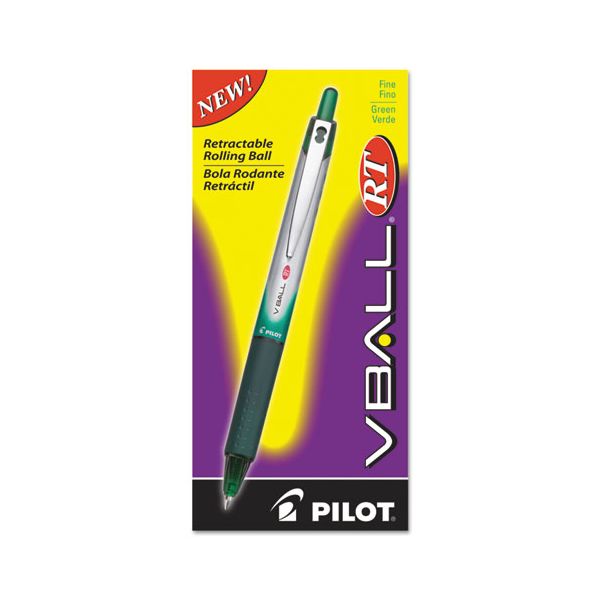 PIL26209 Pilot VBall RT Liquid Ink Retractable Roller Ball Pen, Green Ink, .7mm, Dozen