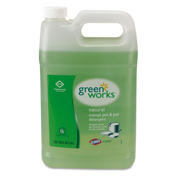 CLO30388CT Green Works Manual Pot and Pan Dishwashing Liquid, 128 oz Bottle, 4/Carton