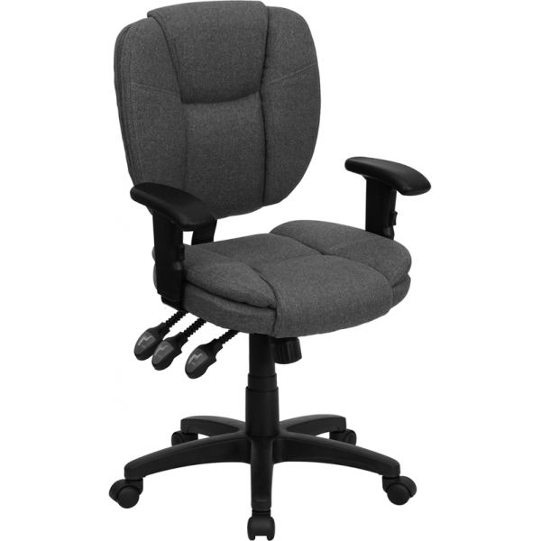 FHFGO930FGYARMSGG Flash Furniture Mid-Back Multi-Functional Ergonomic Task Chair with Height Adjustable Arms