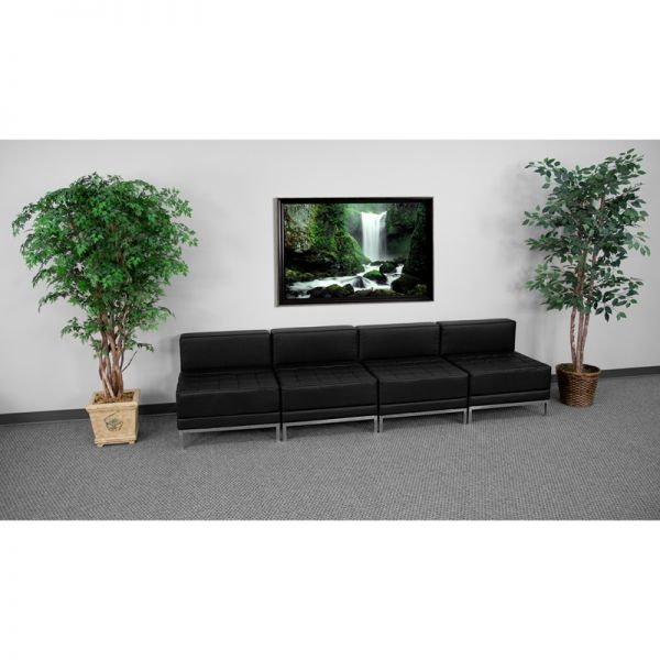 FHFZBIMAGMIDCH4GG Flash Furniture HERCULES Imagination Series Black Leather Lounge Set, 4 Pieces