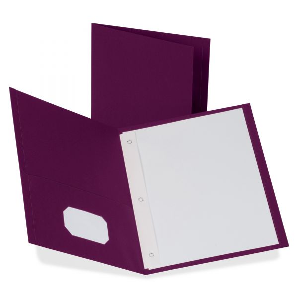 OXF57757 Oxford Twin-Pocket Folders with 3 Fasteners, Letter, 1/2" Capacity, Burgundy, 25/Box
