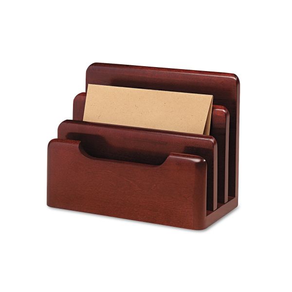 ROL23420 Rolodex Wood Tones Desktop Sorter, Three Sections, Wood, Mahogany