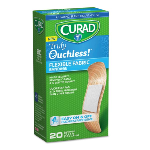 MIICUR5002 Curad Ouchless Flex Fabric Bandages, 3/4 x 3, 20/Box