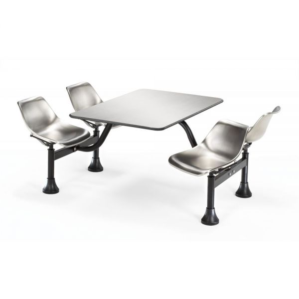 OFM1004SS OFM OFM Cluster Table with 4 Attached Swivel Chairs and Stainless Steel Top, Stainless Steel